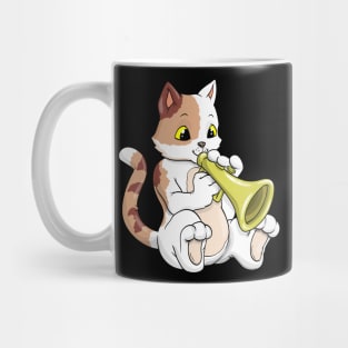 Cute cat is playing the trumpet Mug